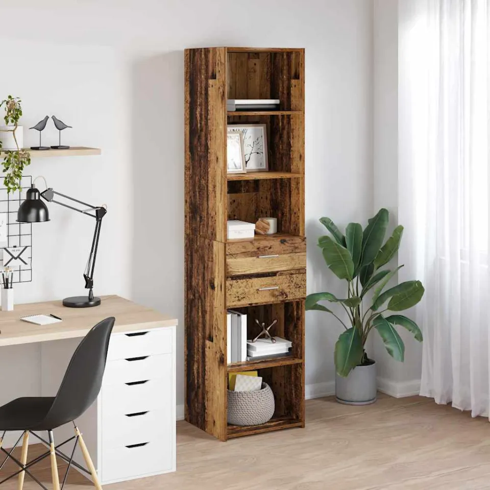 vidaXL Highboard Oud Hout 45 x 42,5 x 185 cm Bewerkt hout bruin, foto 4