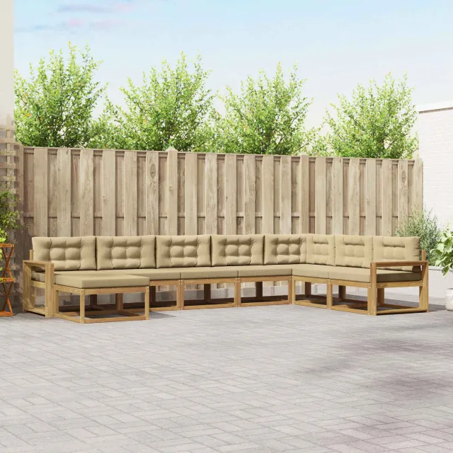 vidaXL Buiten bankenset 8 st 8-zits Wit en Beige