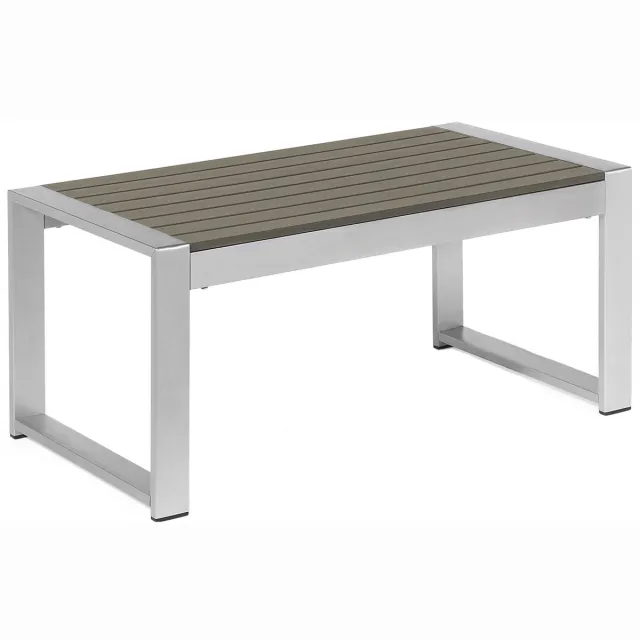 Beliani SALERNO - Tuintafel - Donkergrijs - 50 x 90 cm - Aluminium