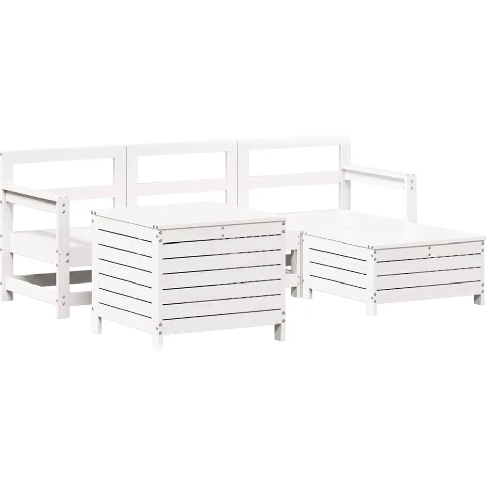 vidaXL 5-delige Loungeset massief grenenhout wit, foto 3