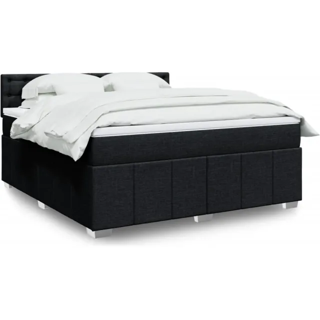 vidaXL Boxspring met matras stof zwart 180x200 cm
