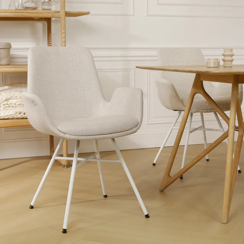 Nolon Noa-Eef eetkamerstoel beige - wit onderstel, foto 2