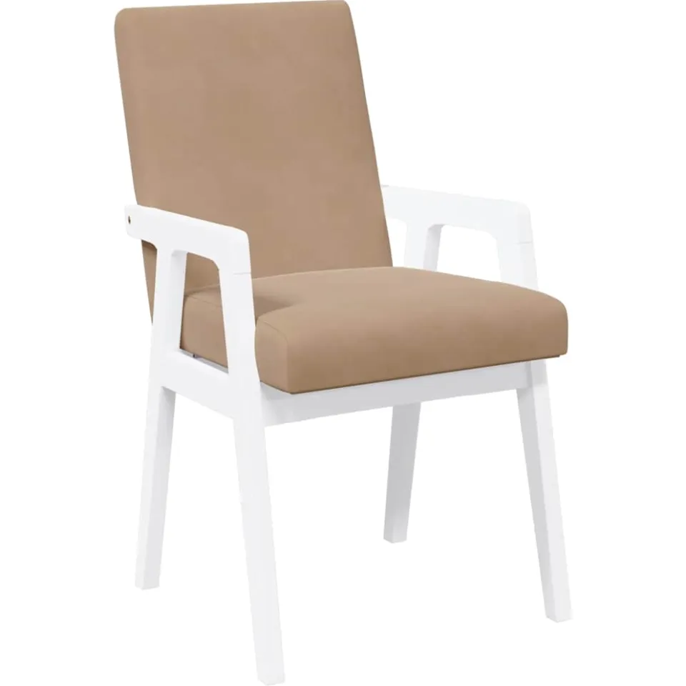 vidaXL Eetkamerstoelen met kussens 2 stuks wit massief hout rubber, foto 4