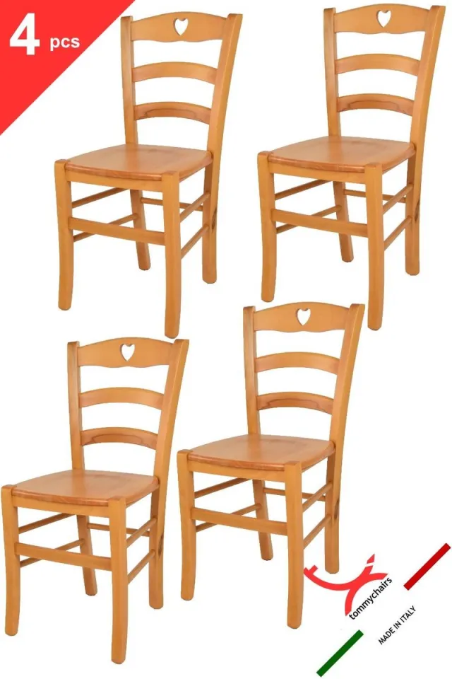 t m c s Tommychairs Cuore - Eetkamerstoelen - Set van 4 - Bruin - Hout