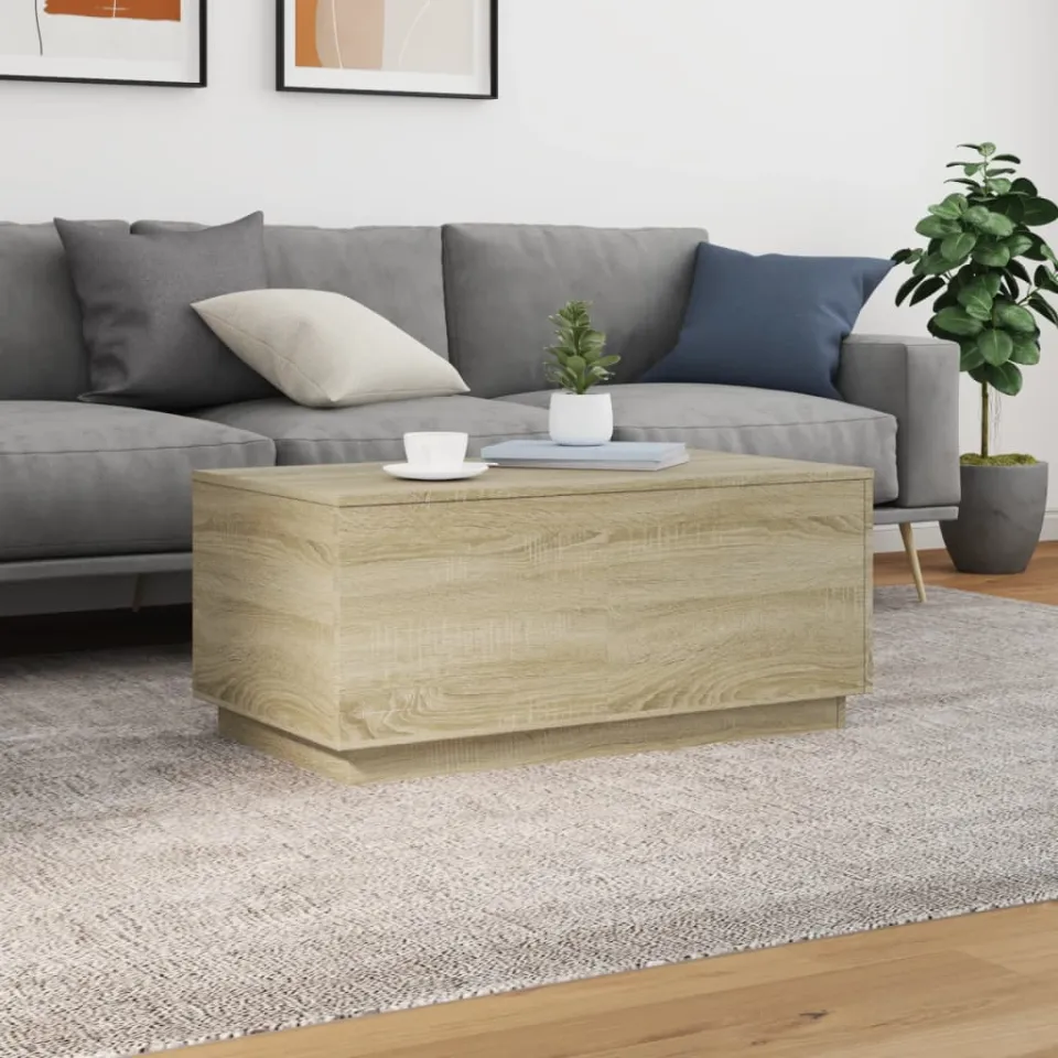 vidaXL Salontafel met LED-verlichting 90x50x40 cm sonoma eikenkleurig, foto 2