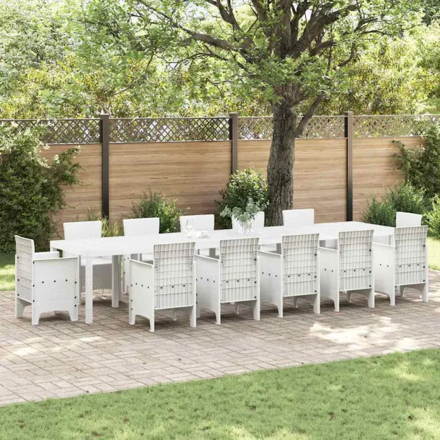 vidaXL Tuinstafel Wit 400 x 100 x 73 cm poly rattan, foto 2