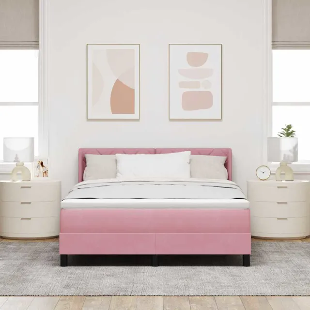 vidaXL Boxspringbed met hoofdeinde Roze 190 x 140 cm Fluweel