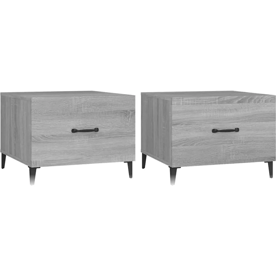 vidaXL Salontafels 2 st met metalen poten 50x50x40 cm grijs sonoma