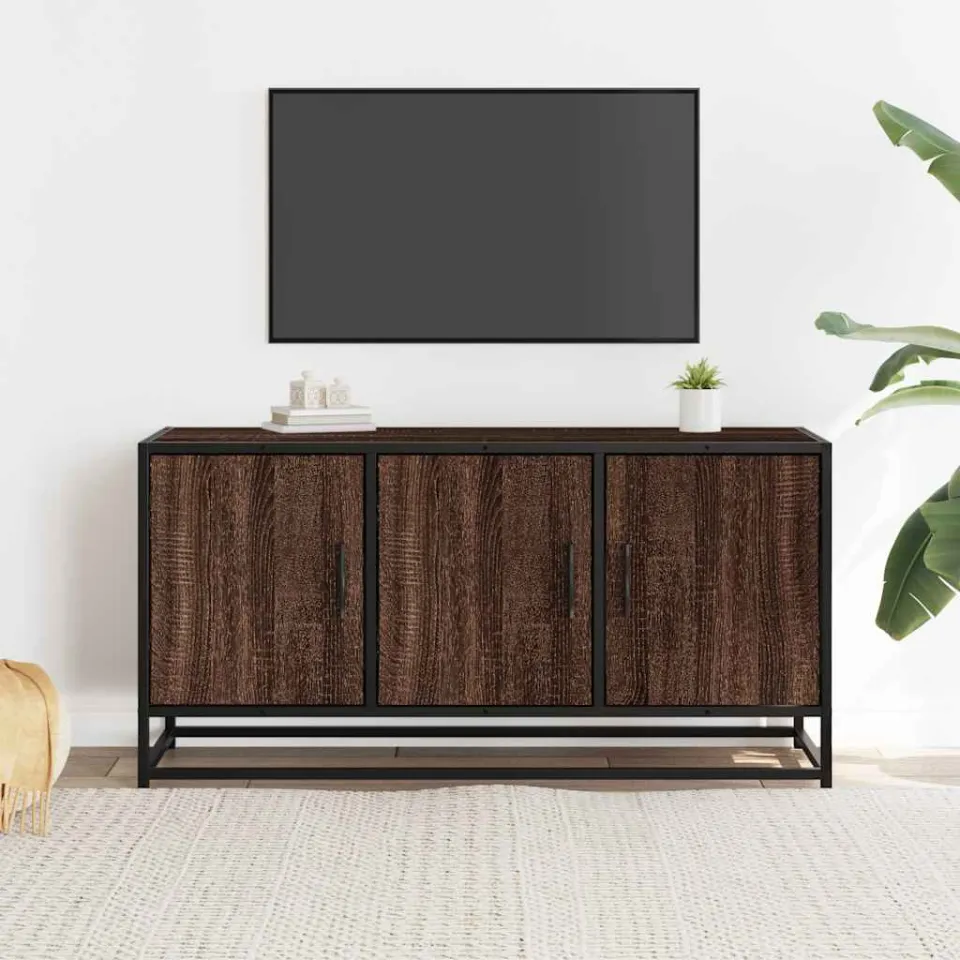 vidaXL Tv-meubel 100x35x50 cm bewerkt hout metaal bruin eikenkleur, foto 2