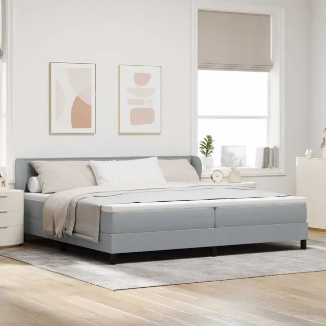vidaXL Boxspringbed met hoofdeinde Lichtgrijs 200 x 200 cm Stof