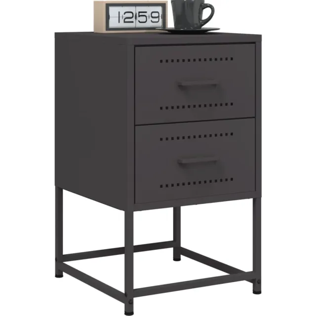 vidaXL Nachtkastjes 2 st 36x39x60,5 cm staal zwart