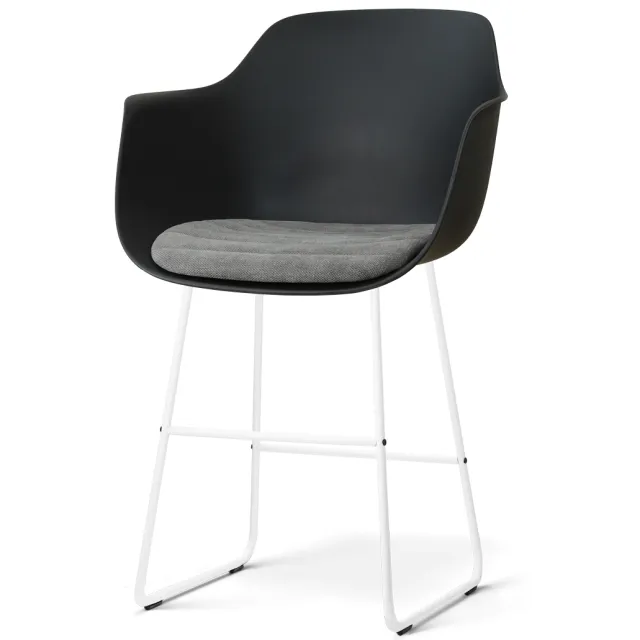Nolon Nino-Liz barkruk zwart met zeegrijs zitkussen - wit onderstel - 65 cm