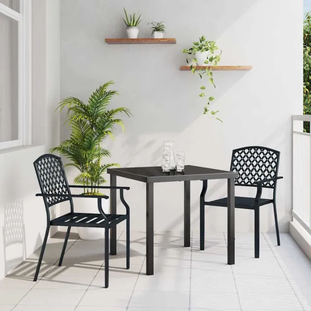 vidaXL Tuin eettafelset 3 st Antraciet Gepoedercoat staal Anthraciet