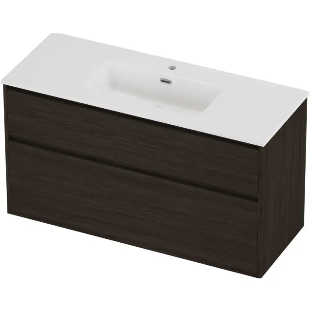 Proline Tribute Badmeubelset Porselein Elegant 1 Gat 120x46x67 cm Glans Wit Mokka Oak Eiken