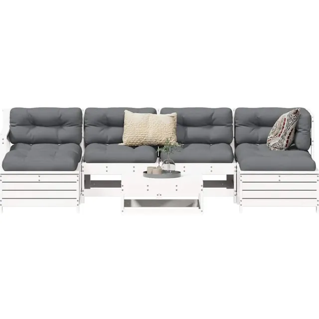 vidaXL 7-delige Loungeset massief grenenhout wit