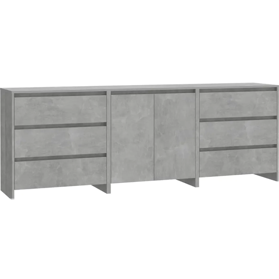 vidaXL 3 st Dressoirs bewerkt hout betongrijs grijs, foto 3
