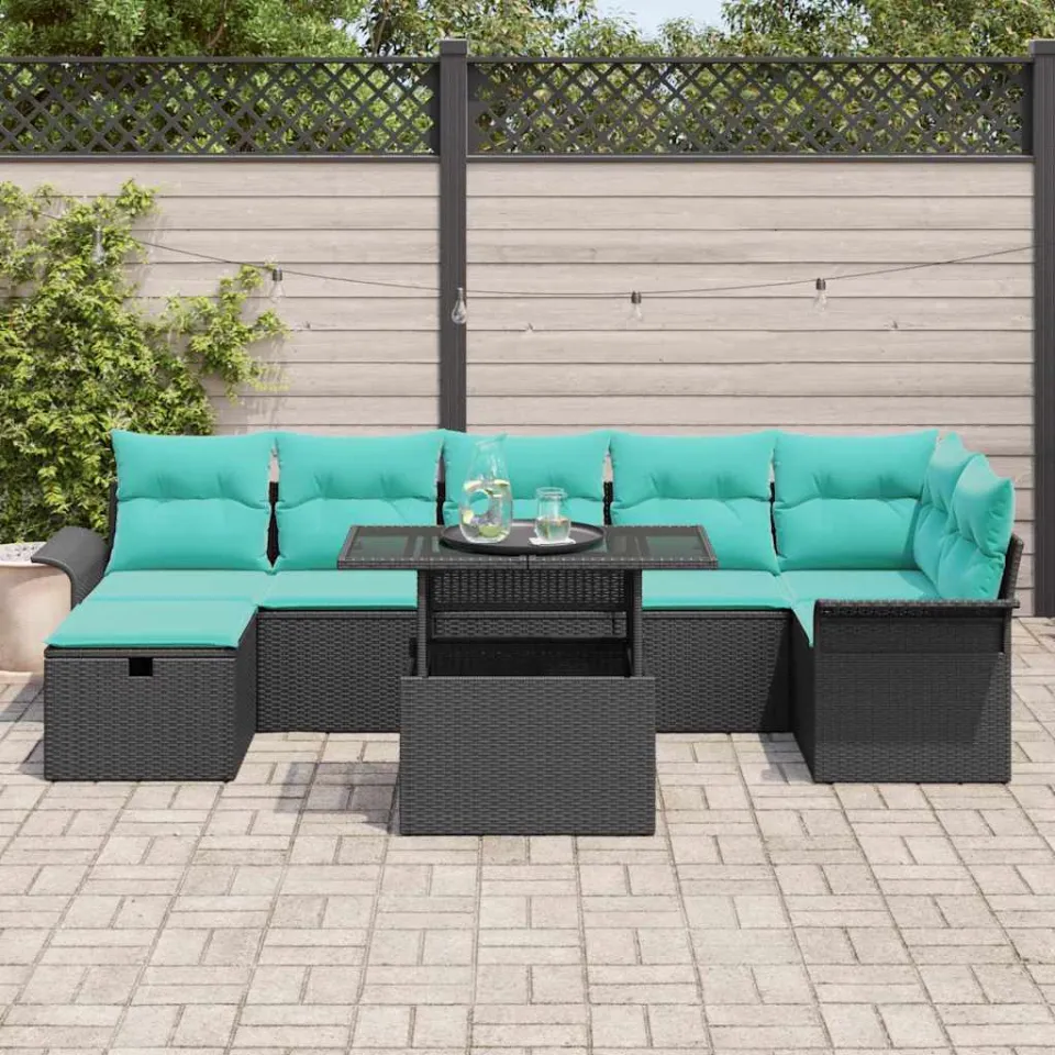 vidaXL Tuin Sofa Set 8 st Zwart poly rattan, foto 3