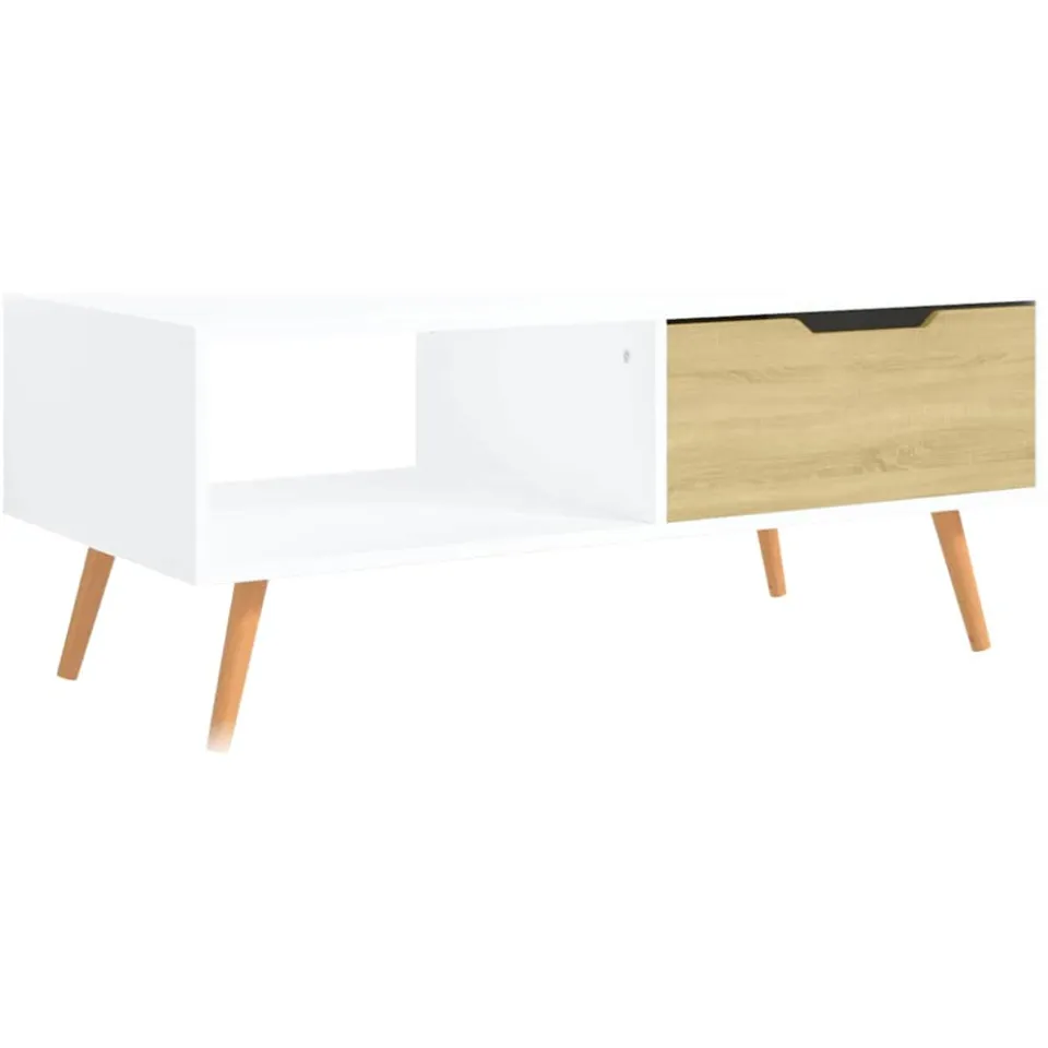 vidaXL Salontafel 100x49,5x43 cm bewerkt hout wit en sonoma eikenkleur, foto 3