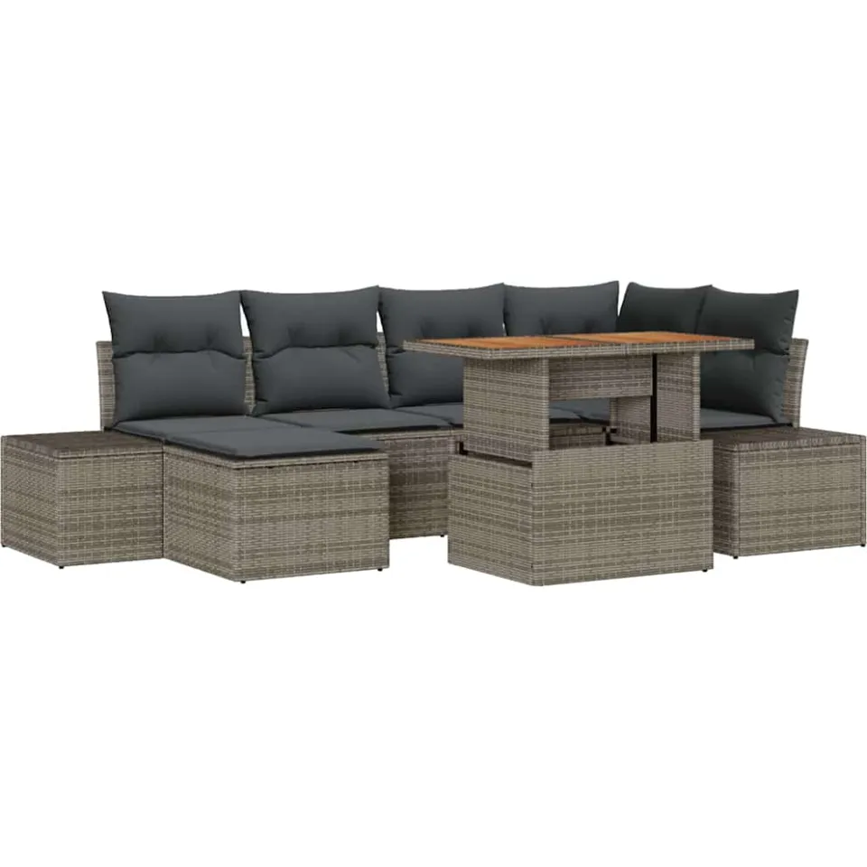 vidaXL Tuin Sofa Set 7 st Grijs Poly riet
