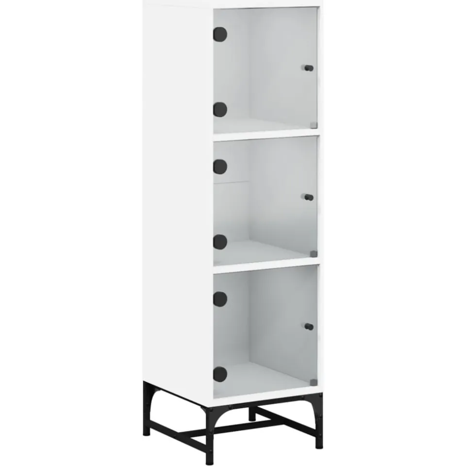vidaXL Hoge kast met glazen deuren 35x37x120 cm wit, foto 3