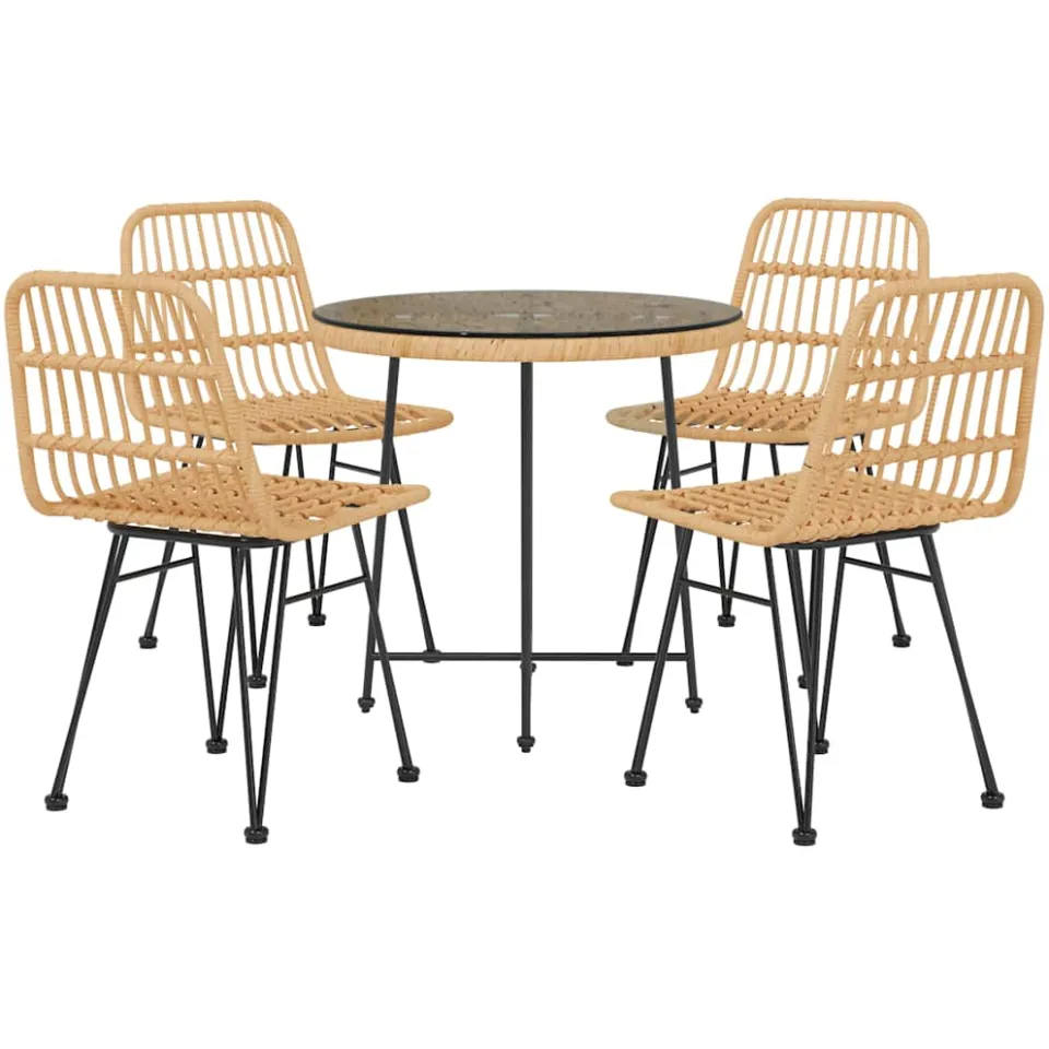 vidaXL 5-delige Tuinset poly rattan Bruin