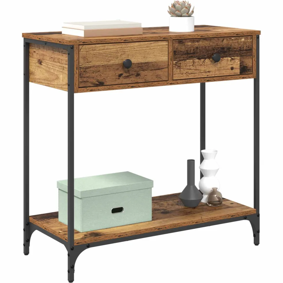 vidaXL Wandtafel Oud Hout 75 x 34,5 x 75 cm Bewerkt hout bruin, foto 3