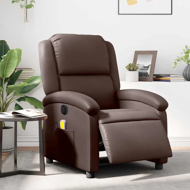 vidaXL Massagestoel verstelbaar elektrisch kunstleer bruin