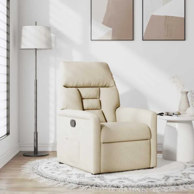vidaXL Fauteuil verstelbaar stof crèmekleurig