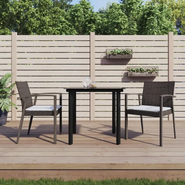 vidaXL 3-delige Tuinset met kussens poly rattan en staal, foto 2