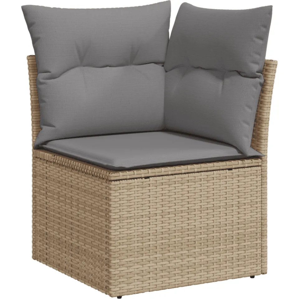 vidaXL 11-delige Tuinset met kussens poly rattan beige, foto 4
