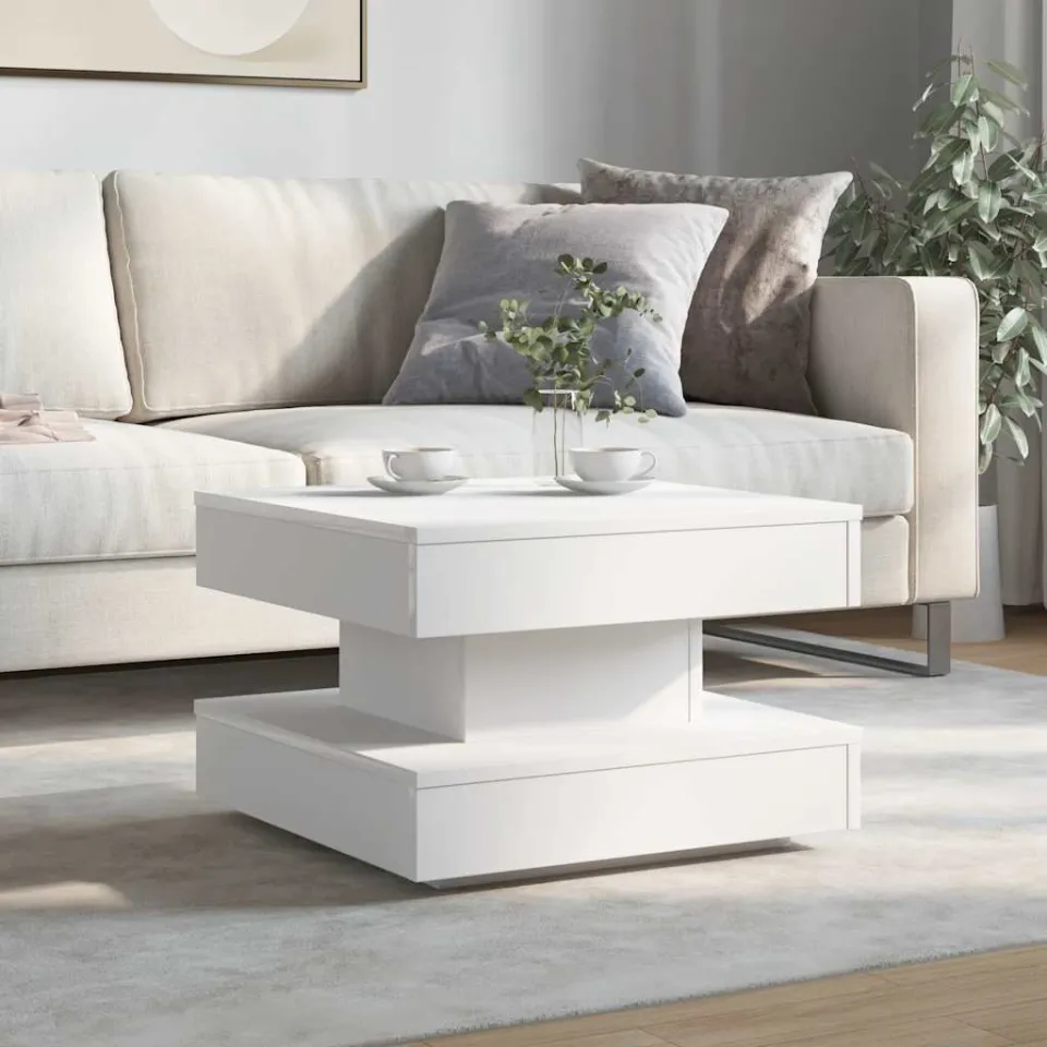 vidaXL Salontafel 360 graden draaibaar 50x50x34,5 cm wit, foto 2