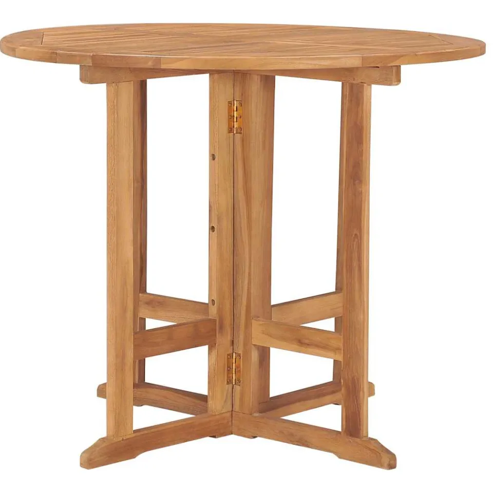 vidaXL Tuintafel inklapbaar Ø 90x75 cm massief teakhout bruin, foto 2