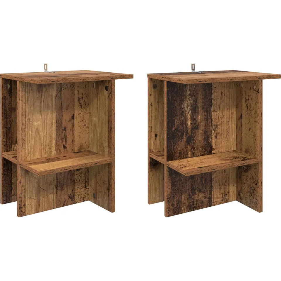 vidaXL Salontafel 2 st Oud hout 40 x 30 x 49 cm Bewerkt hout bruin, foto 3