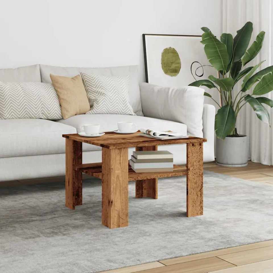 vidaXL Salontafel 60x60x42 cm bewerkt hout oud houtkleurig bruin, foto 3
