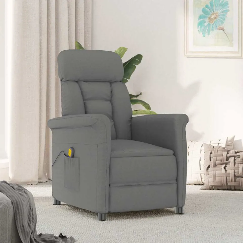 vidaXL Massagestoel Donkergrijs 96.5 x 70.5 x 95 cm Microvezel grijs, foto 2