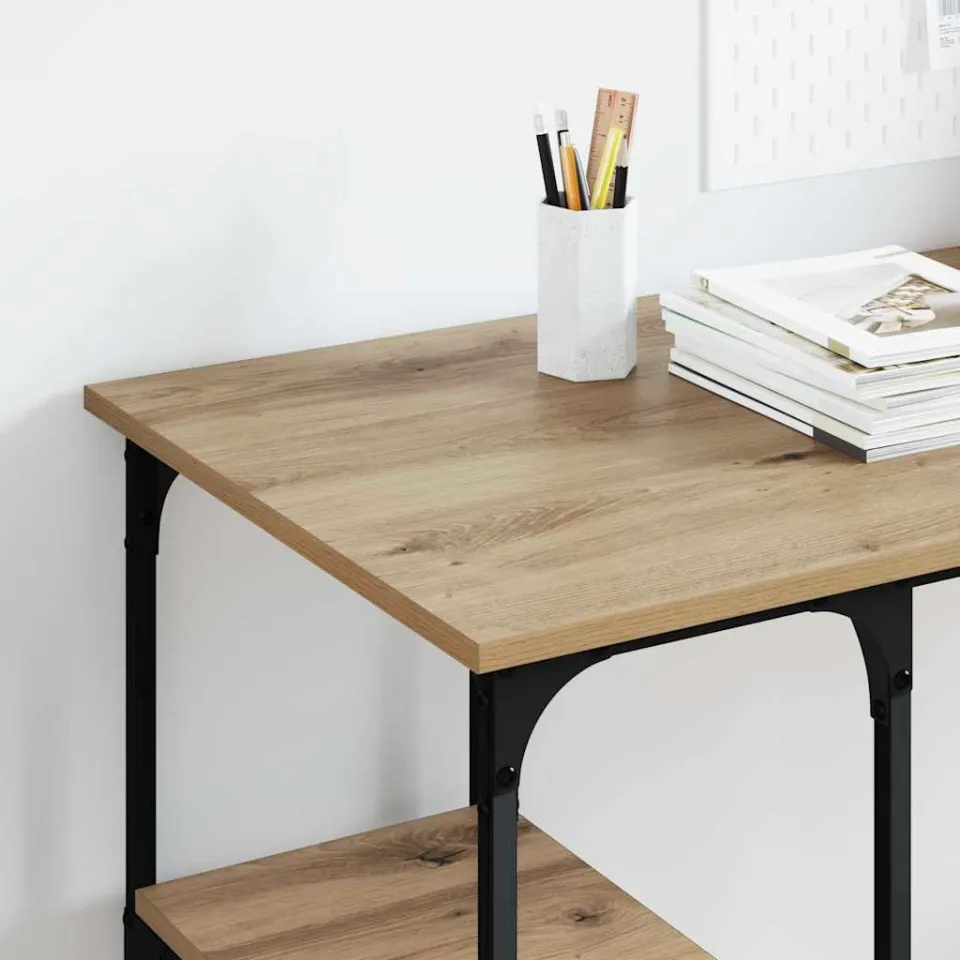 vidaXL Bureau Artisan Eiken Bewerkt hout 140 x 50 x 75 cm, foto 4