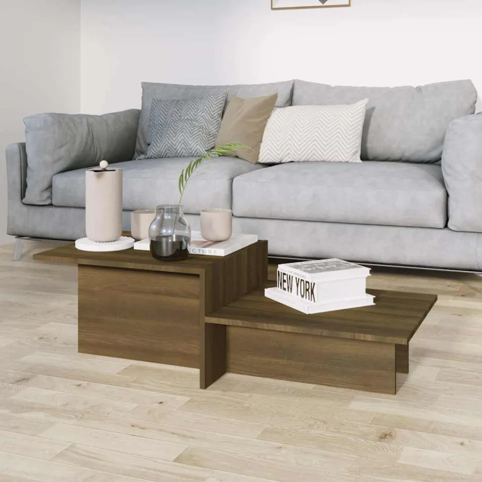 vidaXL Salontafel 111,5x50x33 cm bewerkt hout bruin eikenkleur, foto 3