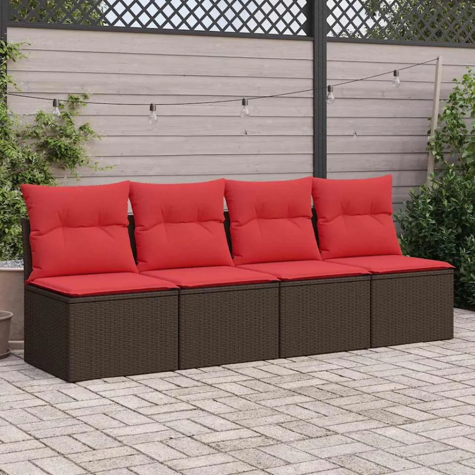 vidaXL 2-delige Loungeset met kussens poly rattan acacia bruin, foto 2