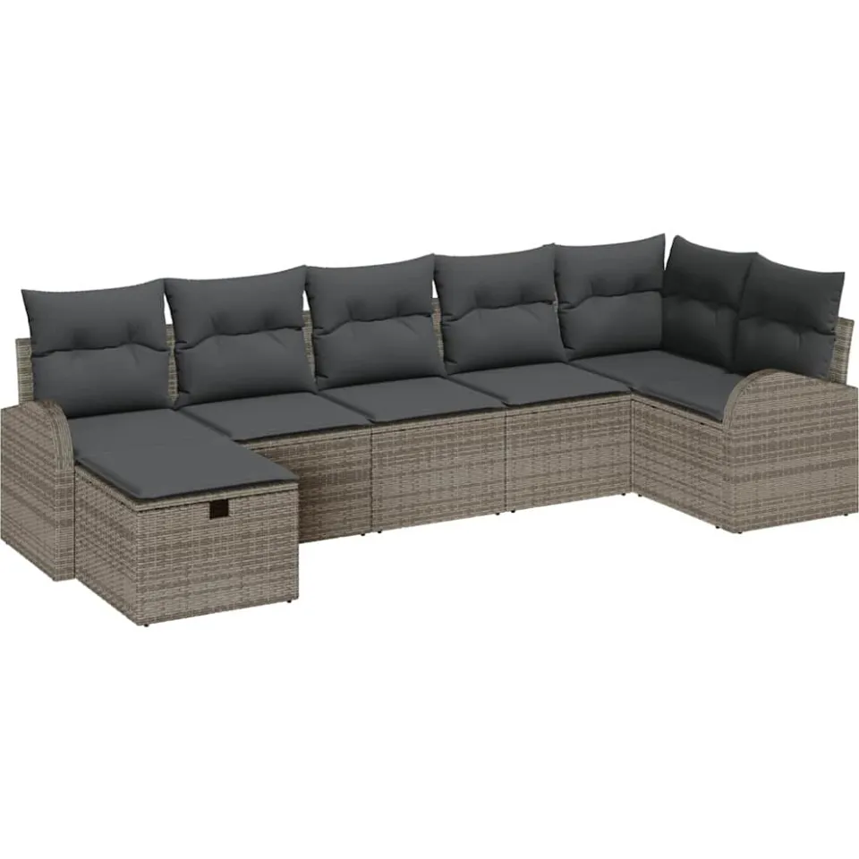 vidaXL Tuin Sofa Set 7 st Grijs poly rattan