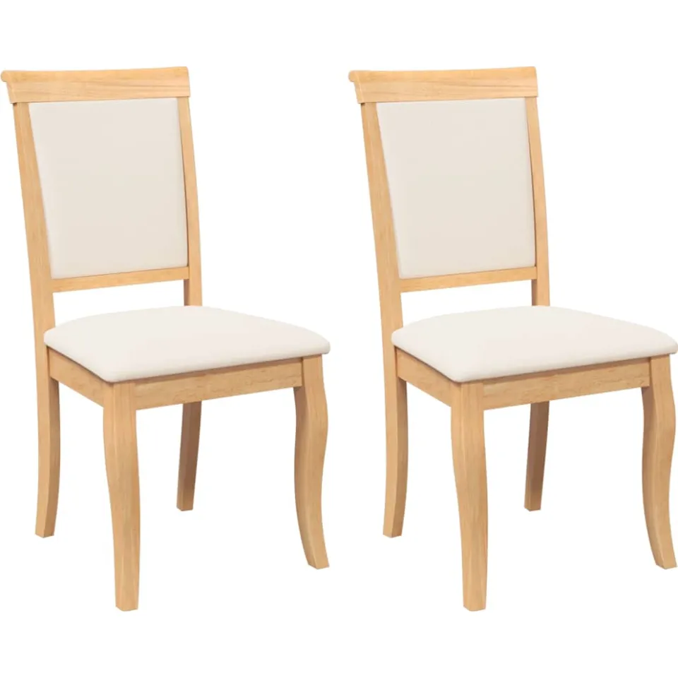 vidaXL Eetkamerstoelen met kussens 2 st massief hout naturel rubber Bruin