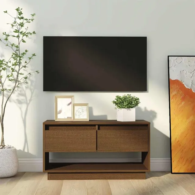 vidaXL Tv-meubel 74x34x40 cm massief grenenhout honingbruin bruin, foto 2