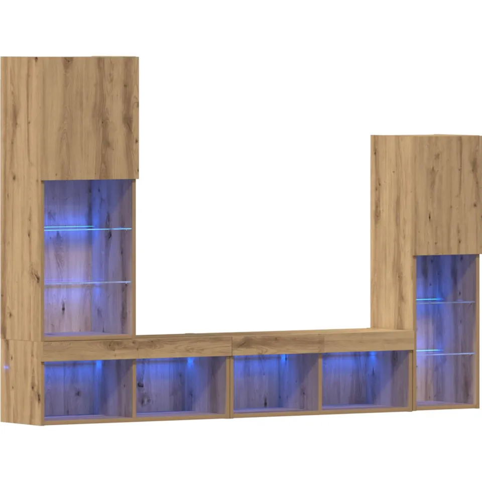vidaXL TV-kast 4 st artisanaal eikenkleurig Bewerkt hout Bruin