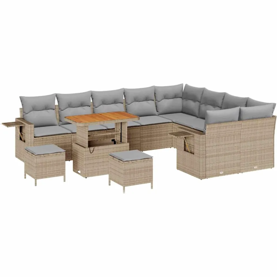 vidaXL Tuinbankenset 12 st Beige poly rattan