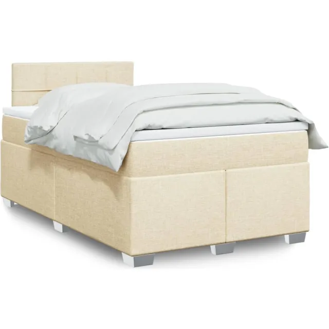 vidaXL Boxspring met matras stof crèmekleurig 120x200 cm