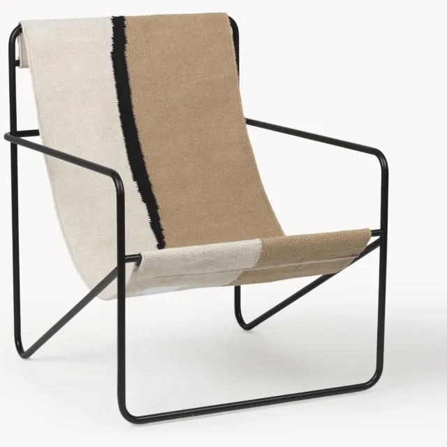 Ferm Living Loungefauteuil Desert Beige, Wit, Zwart