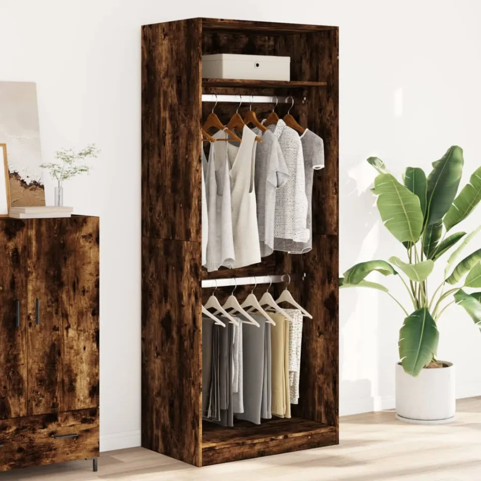 vidaXL Kledingkast 80x50x200 cm bewerkt hout gerookt eikenkleurig, foto 2