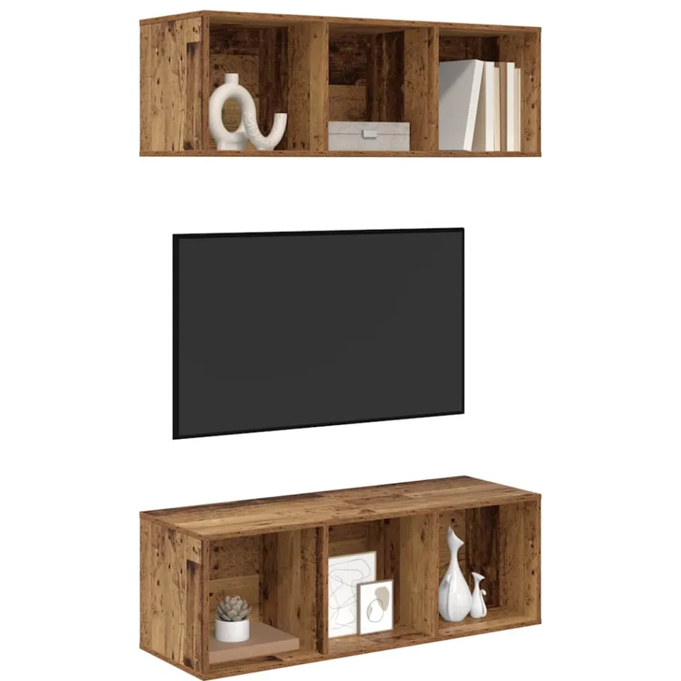 vidaXL Tv-meubelset 2 st 37 x 37 x 107 cm Oud Hout Bruin