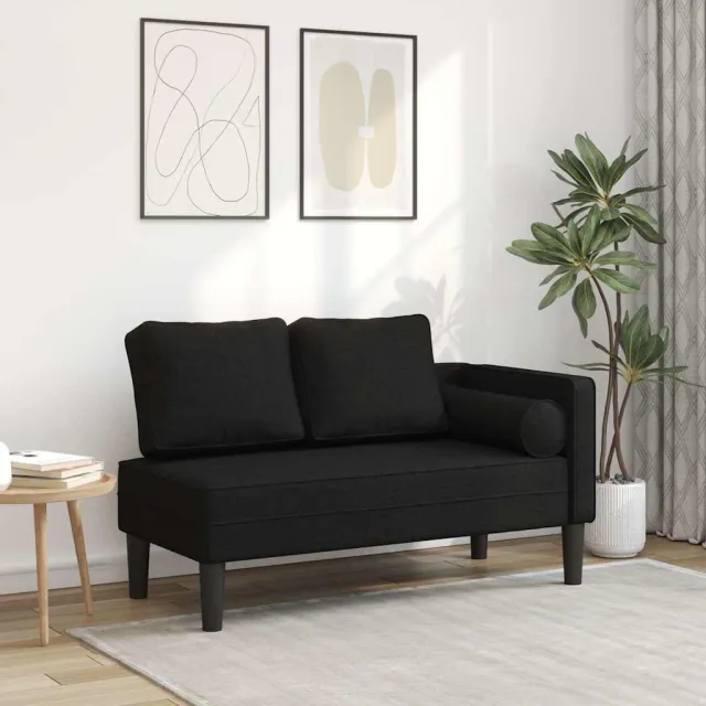vidaXL Chaise longue met kussens stof zwart, foto 2