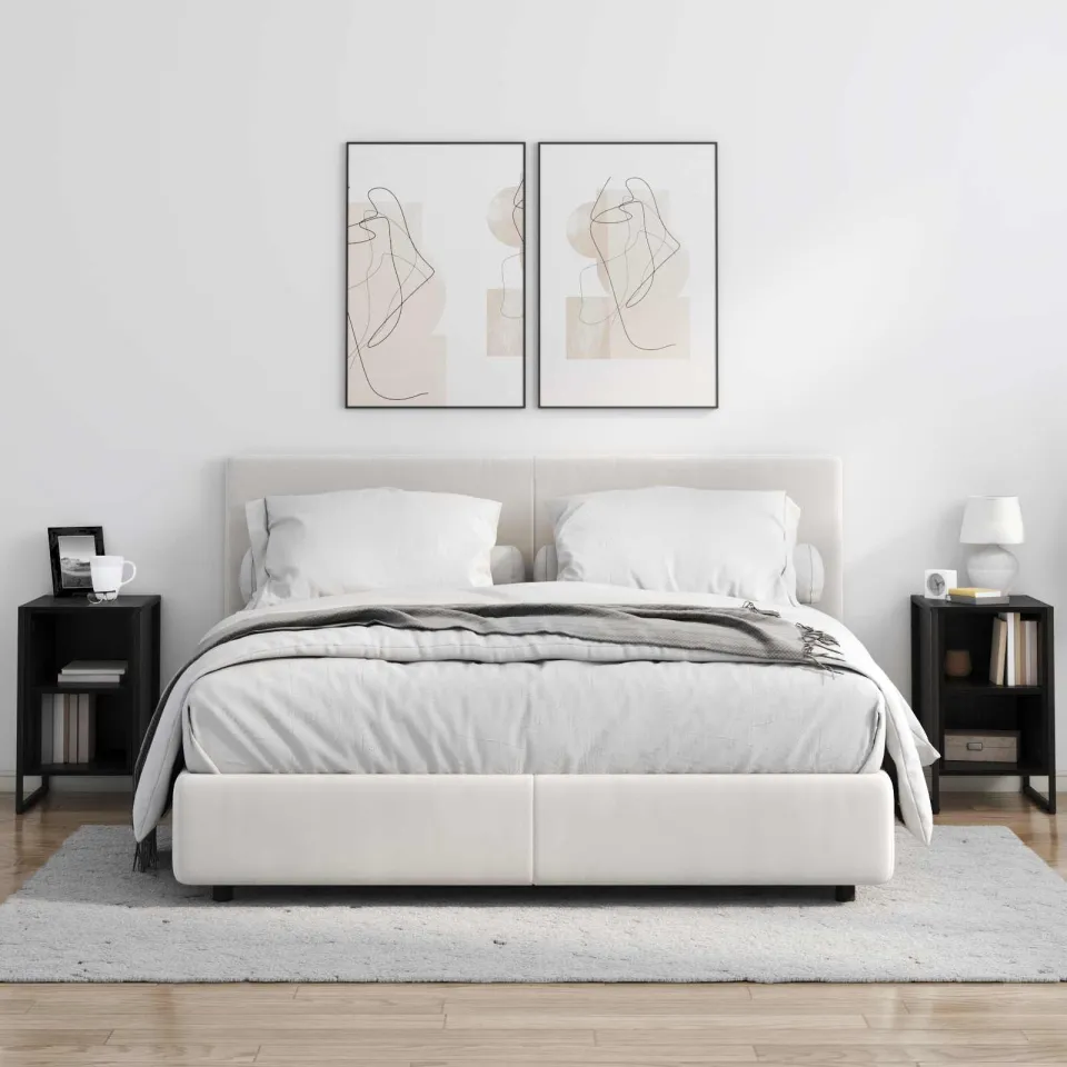 vidaXL Nachtkastje 2 st Zwart Eiken 39.5 x 30 x 50 cm Bewerkt hout, foto 4
