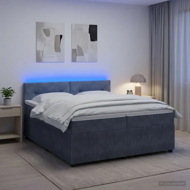 vidaXL Boxspringbed met matras Donkergrijs 200 x 200 cm Fluweel